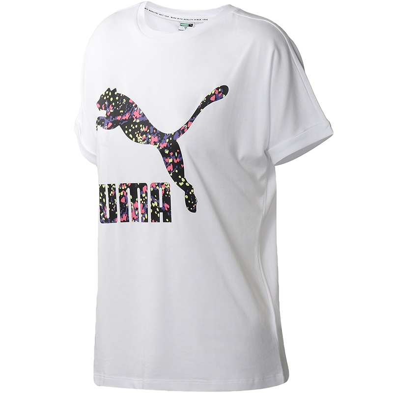 PUMA彪马女装运动服经典logo款运动服休闲跑步短袖T恤598260