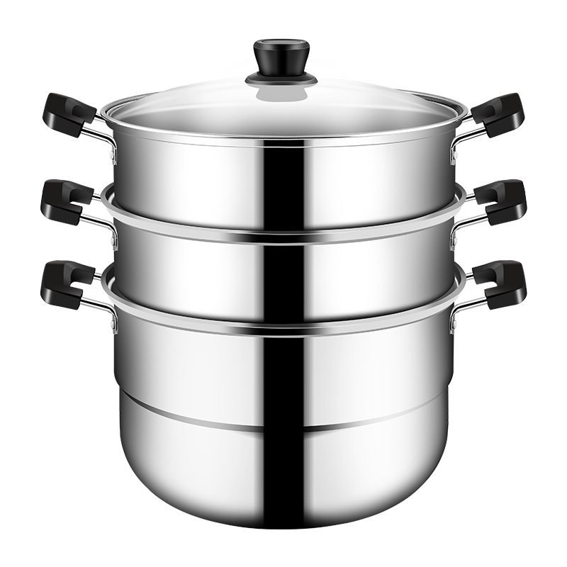 炊大皇 蒸锅WG16324不锈钢三层蒸锅 一锅多用 26cm 口径