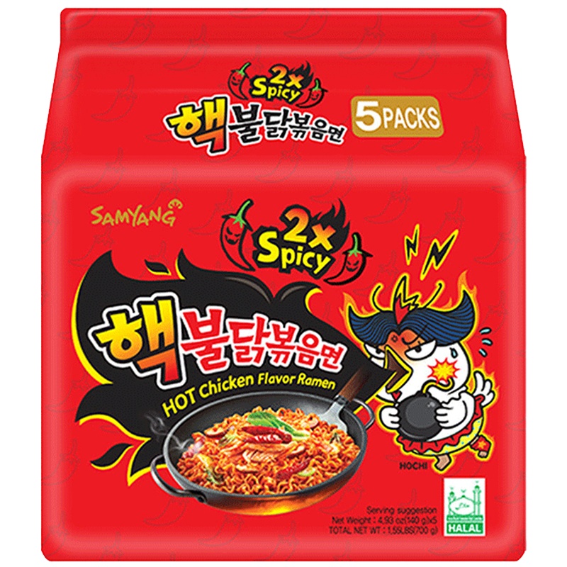 三养(Samyang)双倍核弹辣火鸡面 5连包 700g/袋 干拌面泡面 方便面方便速食美国进口
