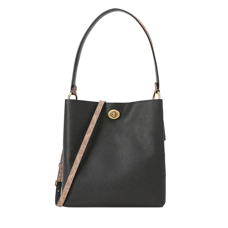 COACH 蔻驰女包CHARLIE水桶包 粒面皮单肩包76365 牛皮革\PVC