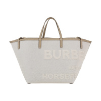 博柏利 BURBERRY 女款织物配皮Beach Tote沙滩托特包手提单肩包80431041