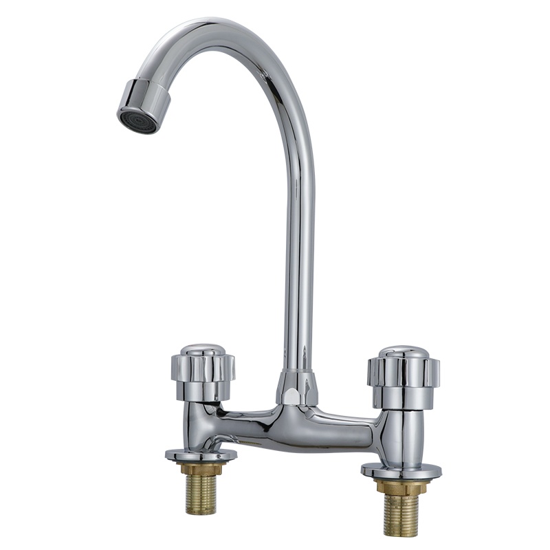 铜冷热面盆水龙头洗手盆台盆双把双孔15厘米大孔距老款非标