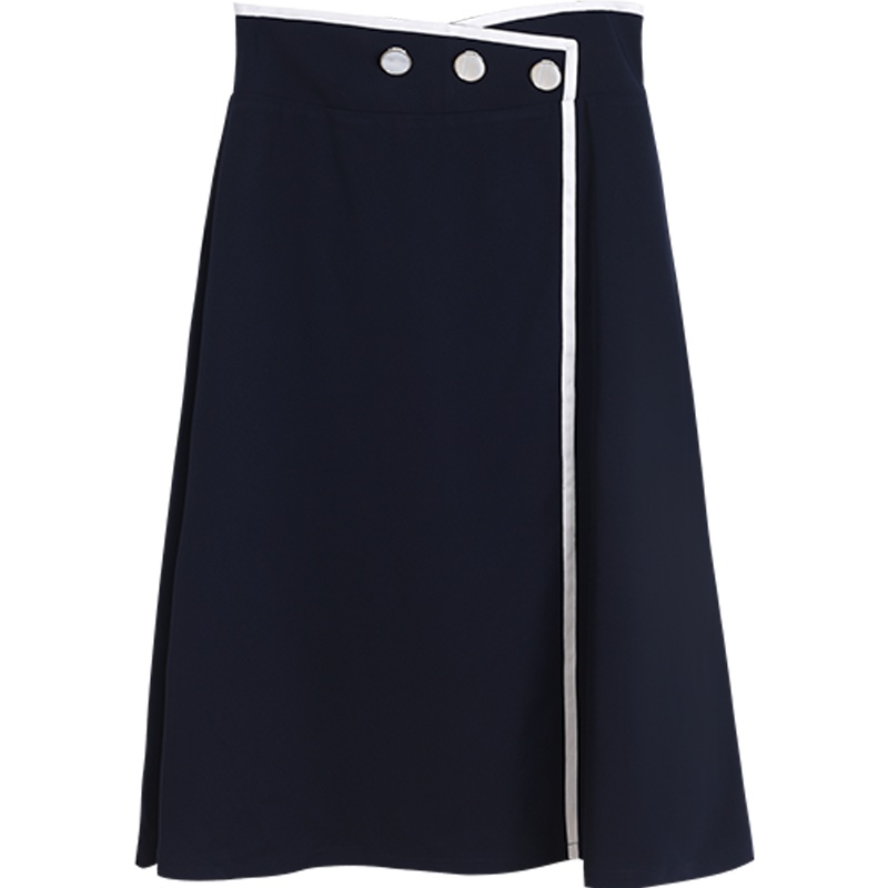 OSA欧莎蓝色雪纺半身裙2019新款夏中长款a字裙职业高腰显瘦不规则