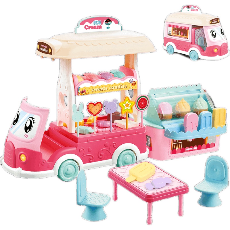 勾勾手(gougoushou)儿童过家家益智玩具男孩女孩玩具可移动收纳售卖车 糖果冰淇淋售卖车