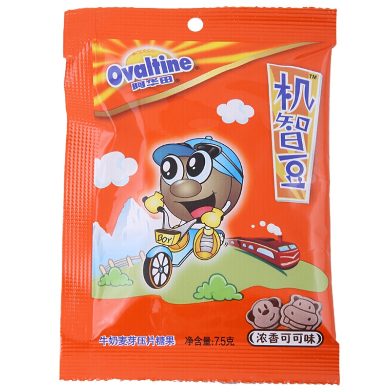 阿华田(Ovaltine)机智豆 可可/巧克力冲饮 牛奶麦芽串串装7.5g*36 可可味