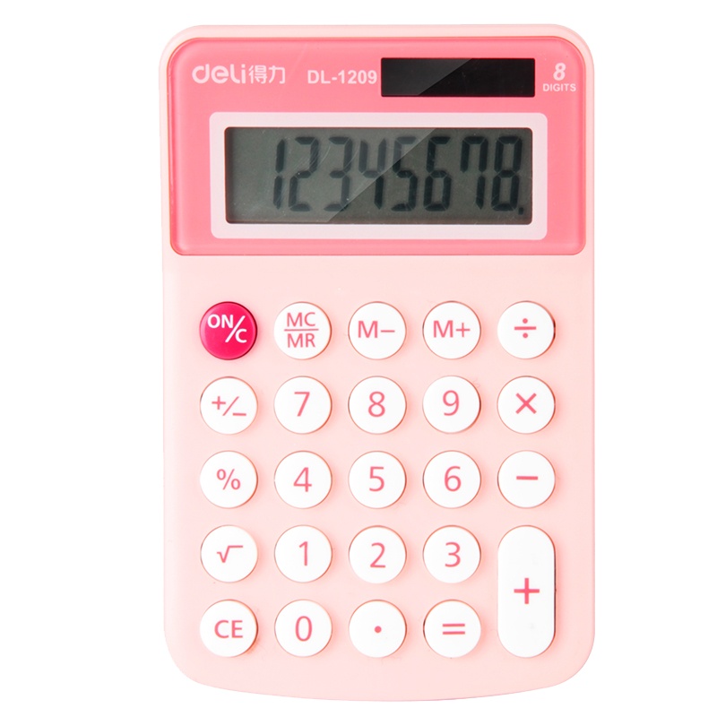 得力可爱小号计算器语音迷你便携糖果色小型计算机随身小学生用个性创意时尚卡通太阳能会计专用女生韩版1209A-HON