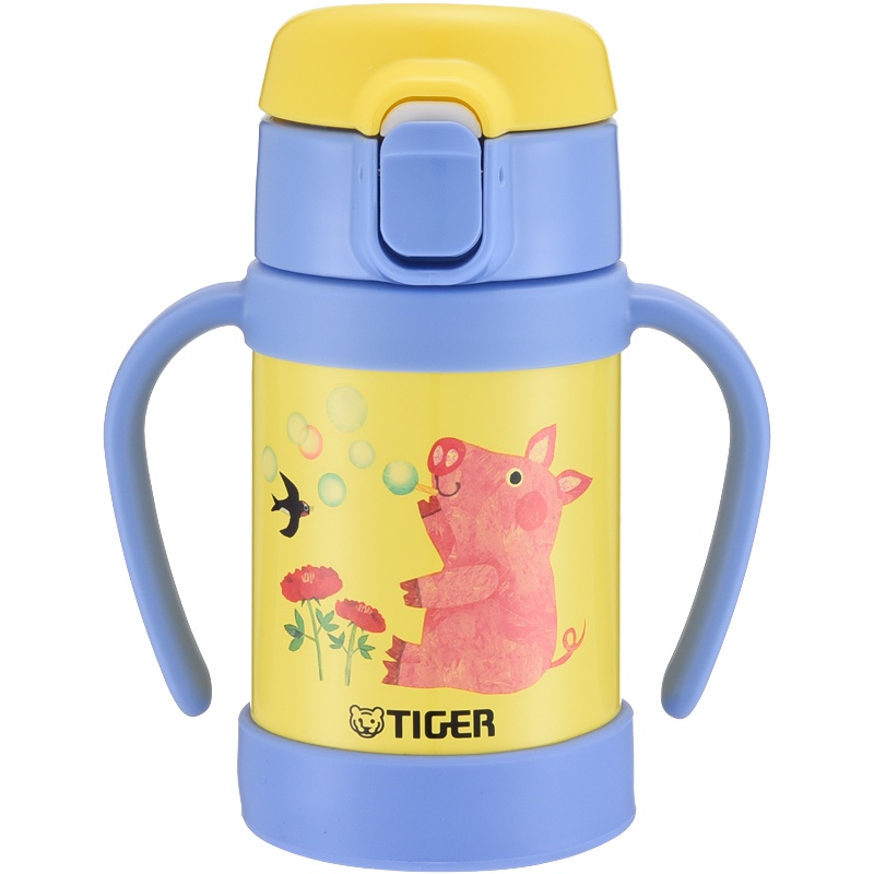 虎牌(Tiger)保温杯婴幼儿童保温杯吸管真空水杯水壶MCK-A28C-YR 小猪蓝色