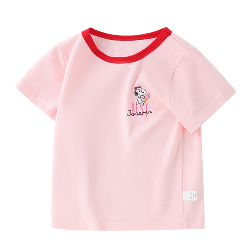 史努比童装儿童T恤女童短袖上衣夏季新款中小童外出衣服