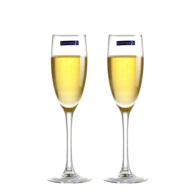 Luminarc法国(ARC)乐美雅无铅玻璃杯品味优雅香槟杯160ML(两只装)G9470易洗酒具