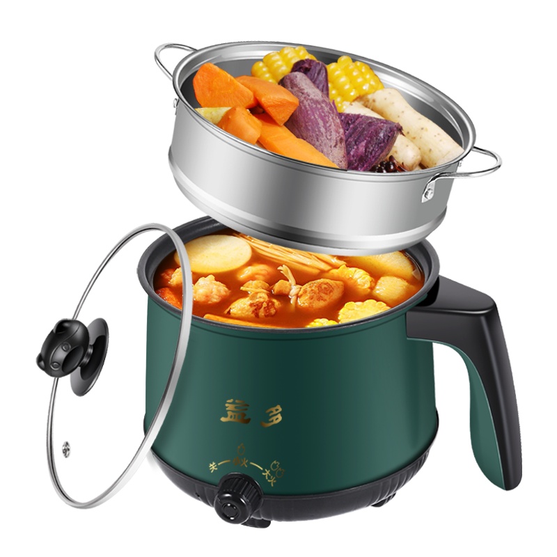 益多 电煮锅电热锅迷你小电锅电蒸锅宿舍小锅学生寝室一体泡面小火锅1.8L多功能锅 SLT-628 不粘锅 配蒸笼