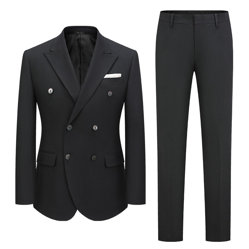 培罗蒙/baromon西服套装男秋装新品男士西装商务休闲正装经典藏青色英伦双排扣修身西装套装培羅蒙ETZBH9326