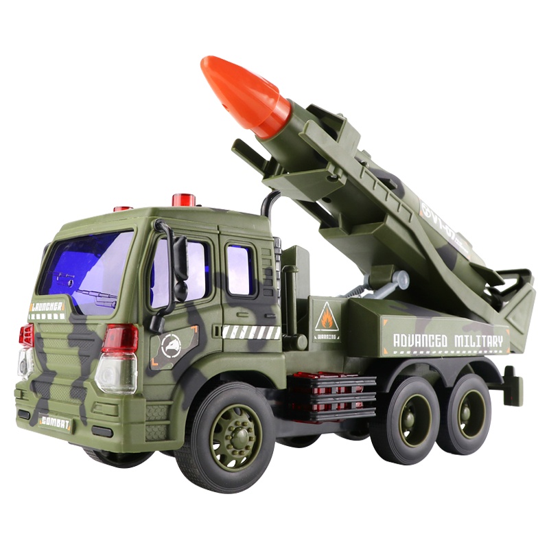 儿童军事工程车玩具车火箭导弹战车军事坦克系列男孩声光汽车模型(1:16仿真惯性讲故事导弹车)