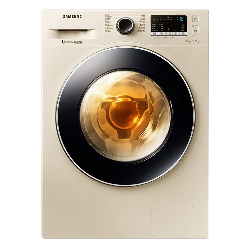三星(SAMSUNG)WD90M4473JG/SC 9公斤洗干一体机 智能变频电机 节能省电 家用大容量滚筒洗衣机 金色