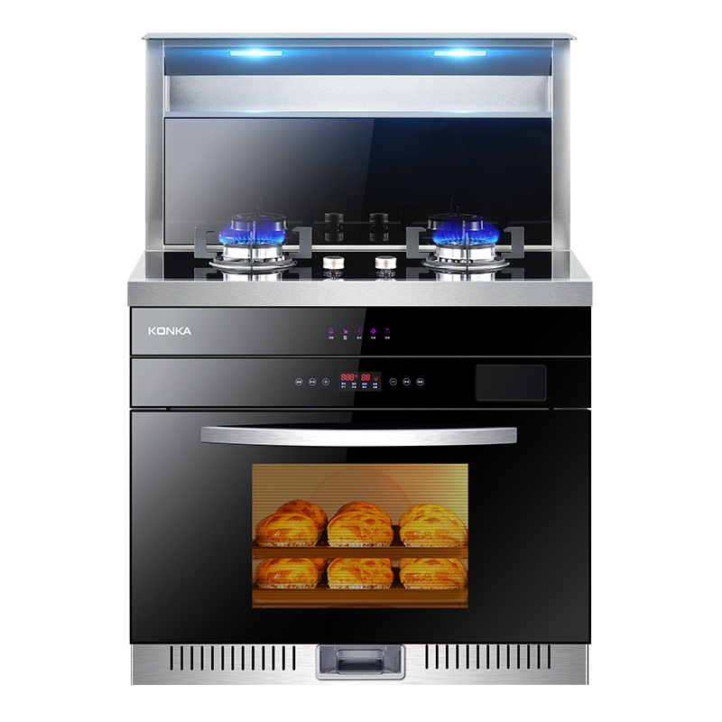 康佳(KONKA) KD04 厨房环保灶蒸烤一体 侧吸式抽油烟机燃气灶蒸箱烤箱套装 天然气 集成灶