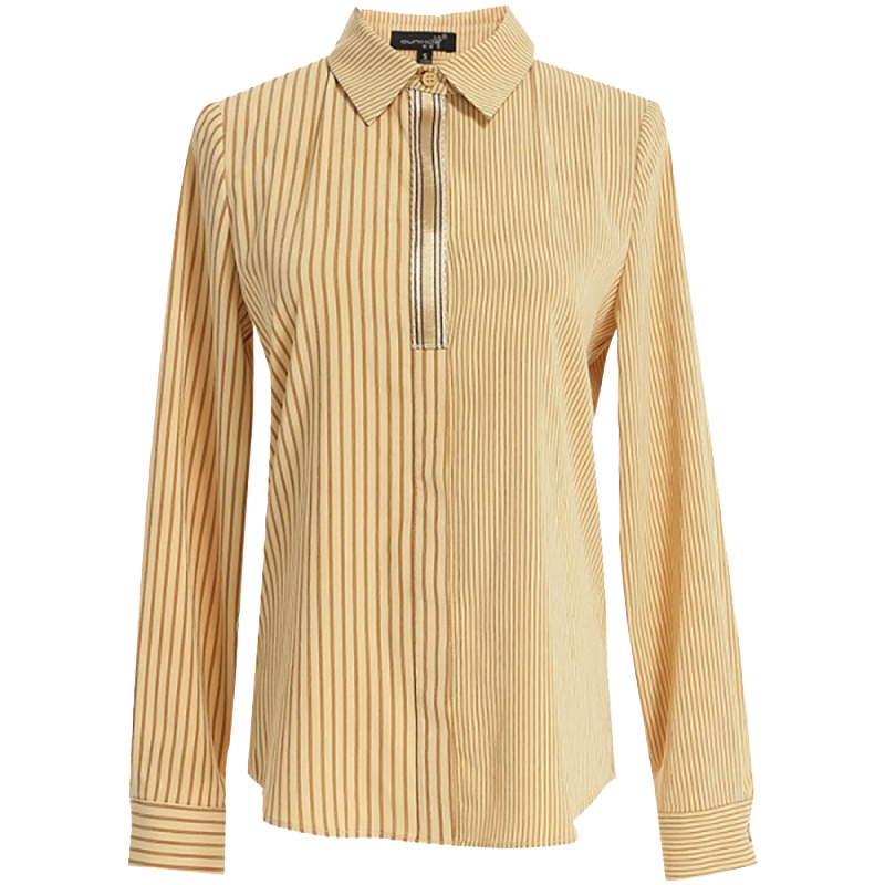 欧昵雪拼色竖条纹衬衫女设计感小众小衫上衣