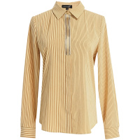 欧昵雪拼色竖条纹衬衫女设计感小众小衫上衣