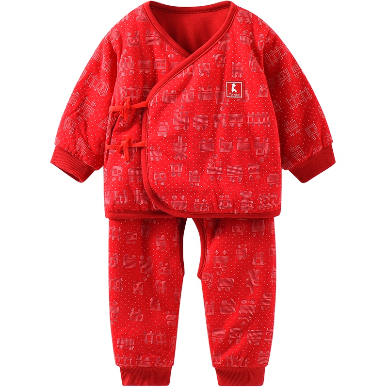 童泰秋冬婴儿衣服新生儿棉服和服套装0-3月男女宝宝开档裤两件套