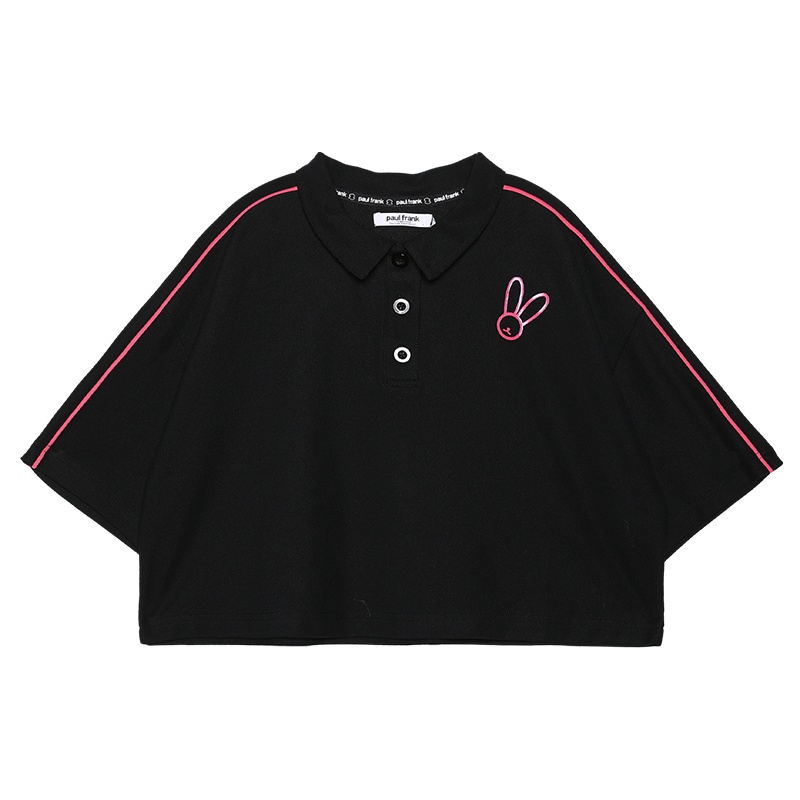 aul Frank/大嘴猴 夏季时尚短款POLO衫女宽松印花短袖T恤 PFCPL212730W