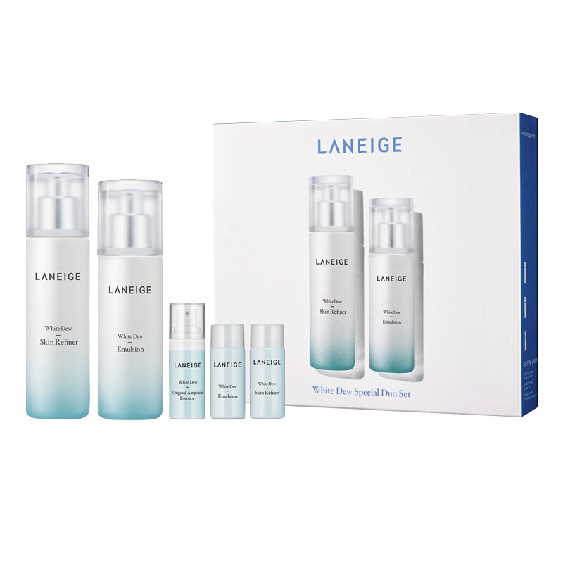 兰芝臻白水乳5件套盒(水120ml+乳100ml+水15ml+乳15ml+精华露15ml) 面部护肤套装礼盒
