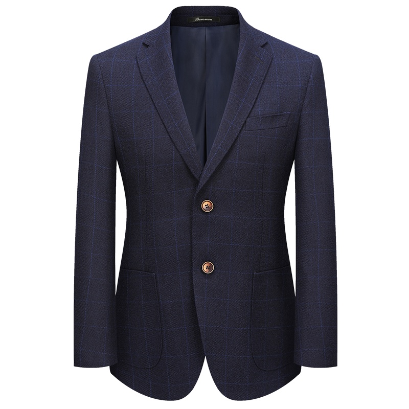 培罗蒙(Baromon)男士西服上衣商务休闲便西格子单西外套男