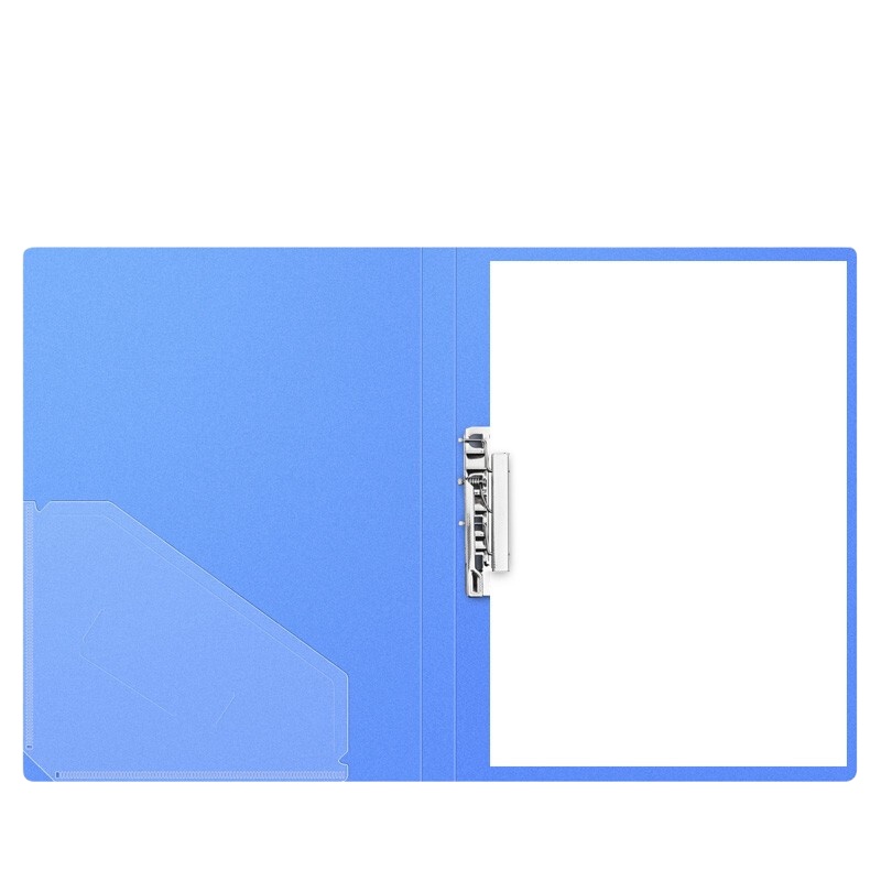 得力（deli）5308 A4文件夹长押夹+插袋 蓝色12个/箱
