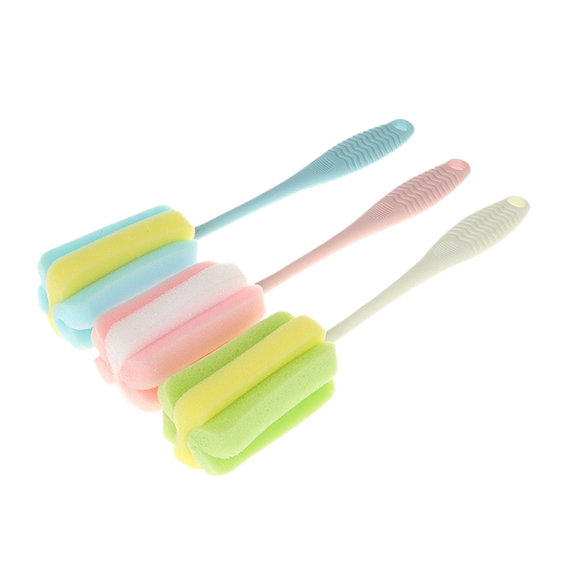 企购优品振兴2只长柄杯刷保温杯水壶刷海绵刷子清洗奶瓶清洁神器 颜色随机