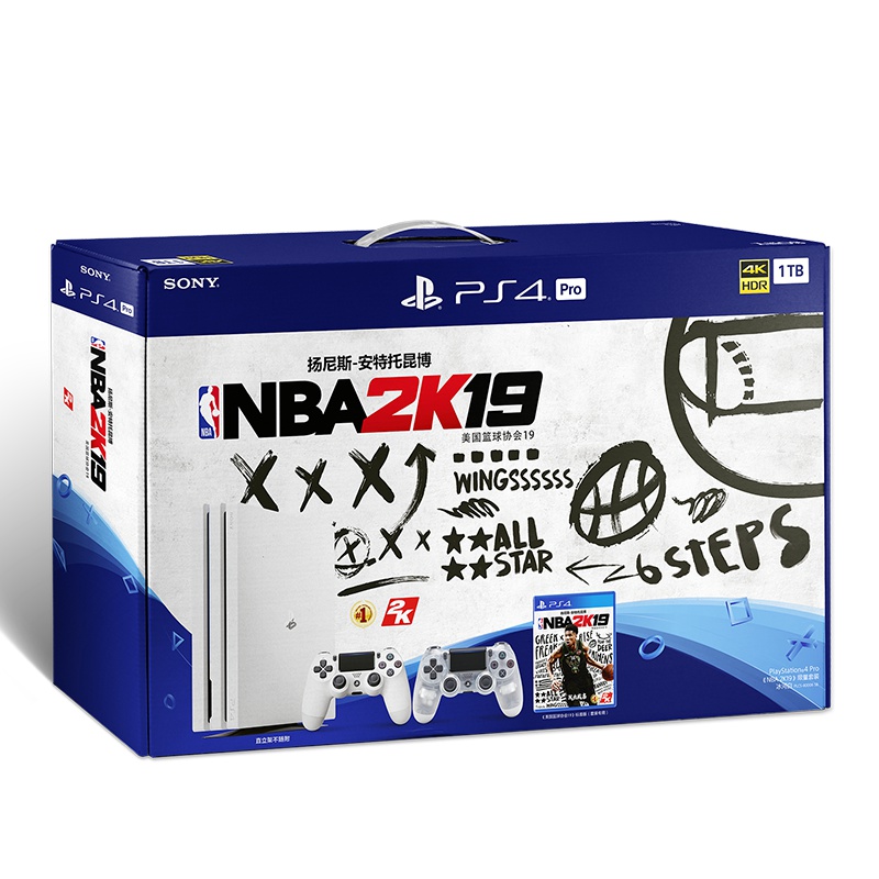 索尼(SONY)PlayStation 4 PS4 Pro 1TB 白色《NBA2K19》套装国行游戏机