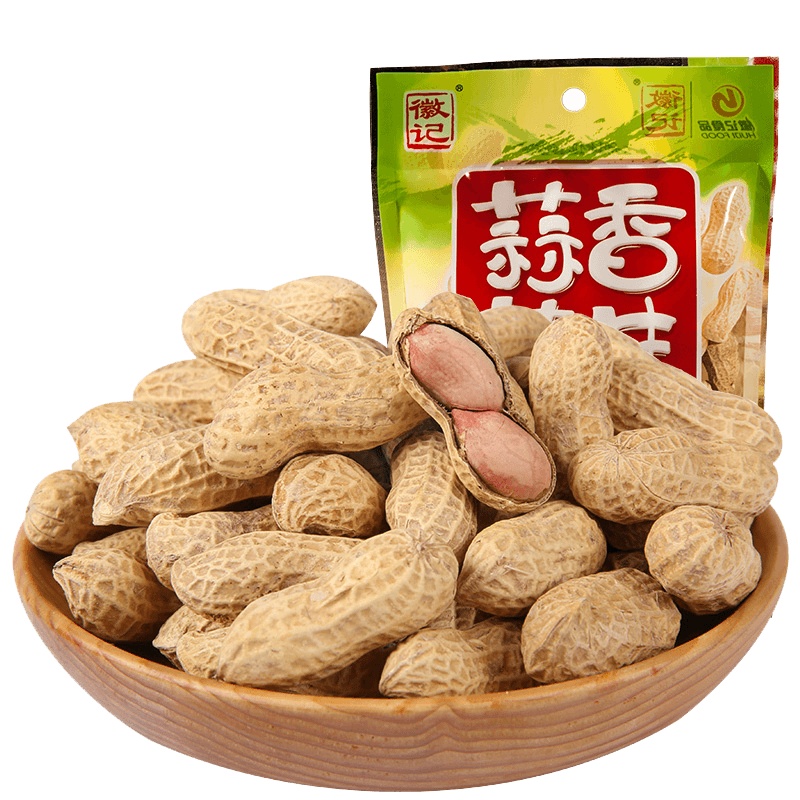 徽记 休闲零食 带壳花生 炒货 蒜香花生300g
