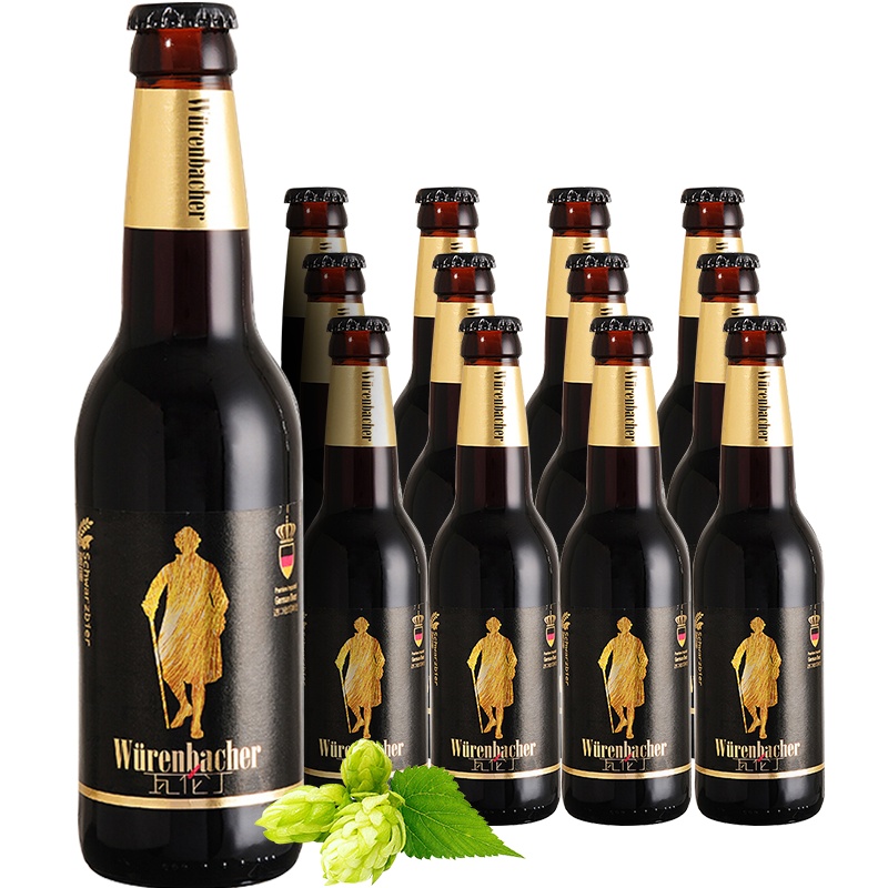 瓦伦丁(Wurenbacher)黑啤啤酒330ml*12瓶(瓶装啤酒)装德国原装进口