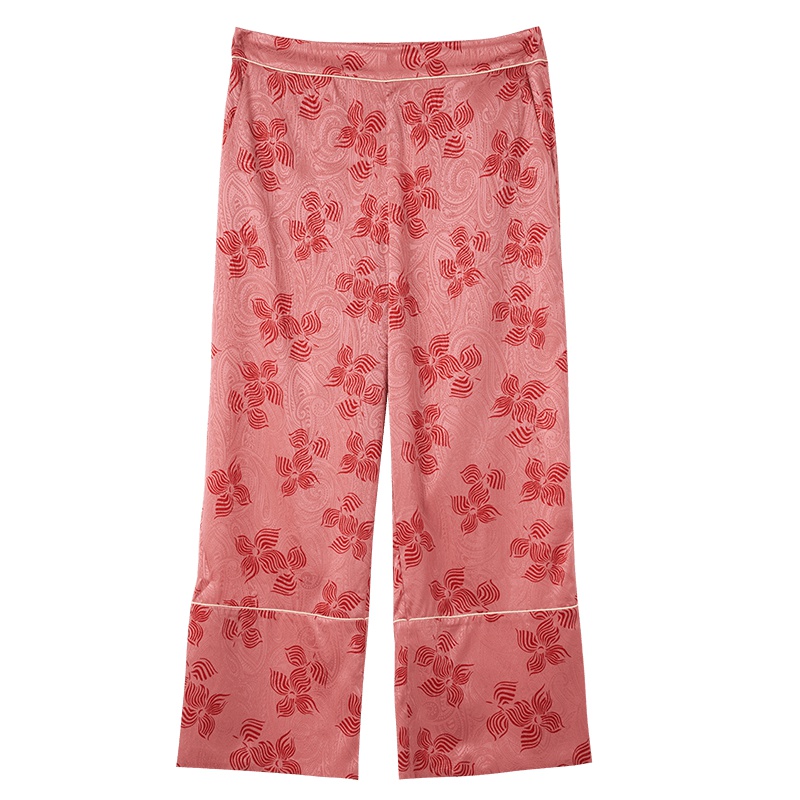 ERDOS/鄂尔多斯春夏新品阔腿裤型真丝印花女士休息裤