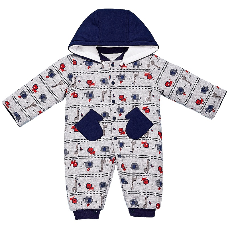 婴姿坊童装男宝宝加厚哈衣男童连体衣婴儿保暖衣