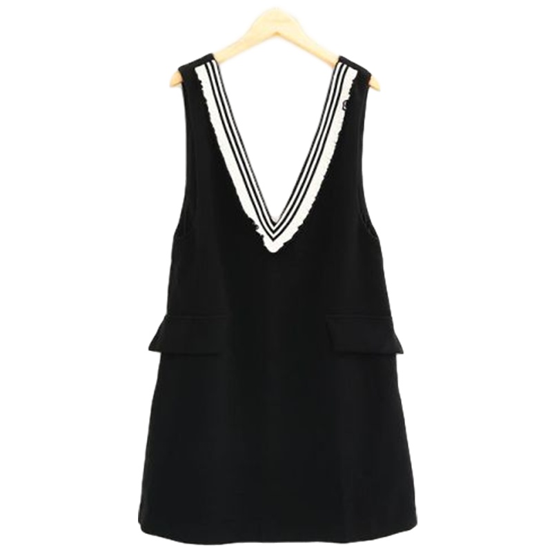 【福利款】拉夏贝尔UlifeStyle初秋新款通勤时尚纯色无袖圆领短款连衣裙女