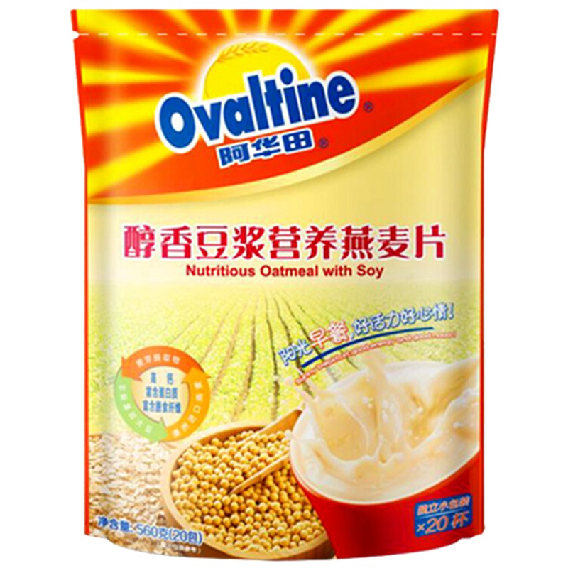 Ovaltine 阿华田 早餐麦片/谷物 醇香豆浆营养即食燕麦片560g(28g*20包) 澳洲进口燕麦