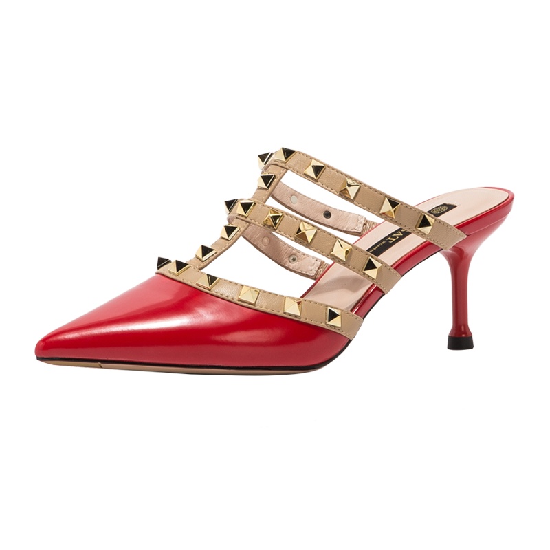 星期六(ST&SAT)凉鞋夏季新款尖头细高跟铆钉凉拖鞋SS02110173