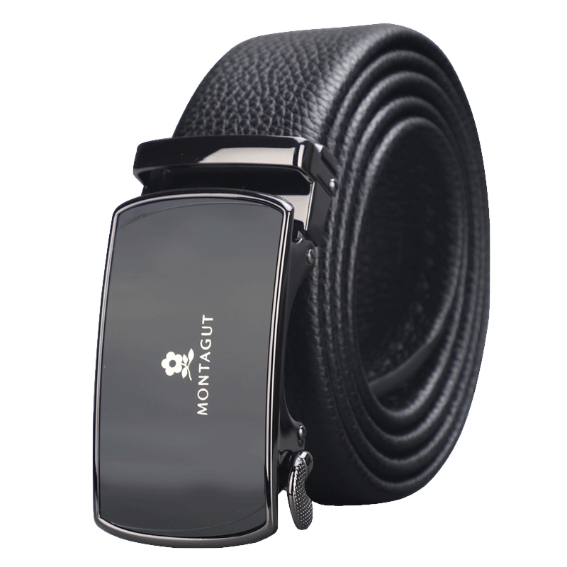 梦特娇皮带男 真皮自动扣 内穿 商务休闲简 约 男士百搭青年裤腰带 内扣 全包牛皮 新款