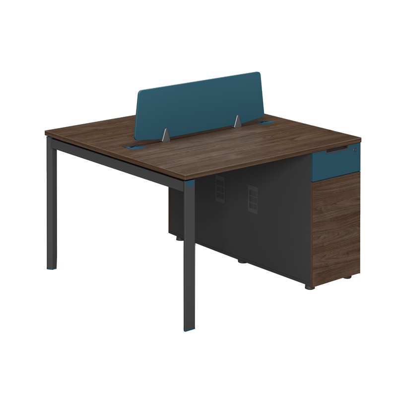 匡大 钢木办公桌双人位带柜两人对面卡位 1.2米职员桌