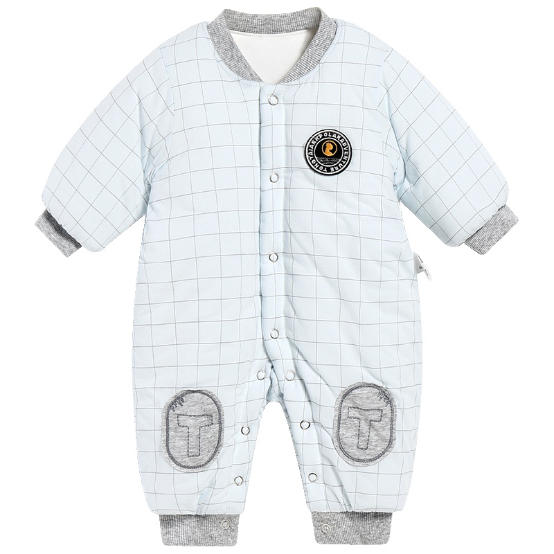 童泰TONGTAI纯棉初生儿衣服1-18月宝宝立领加厚棉哈衣婴幼儿通用80cm