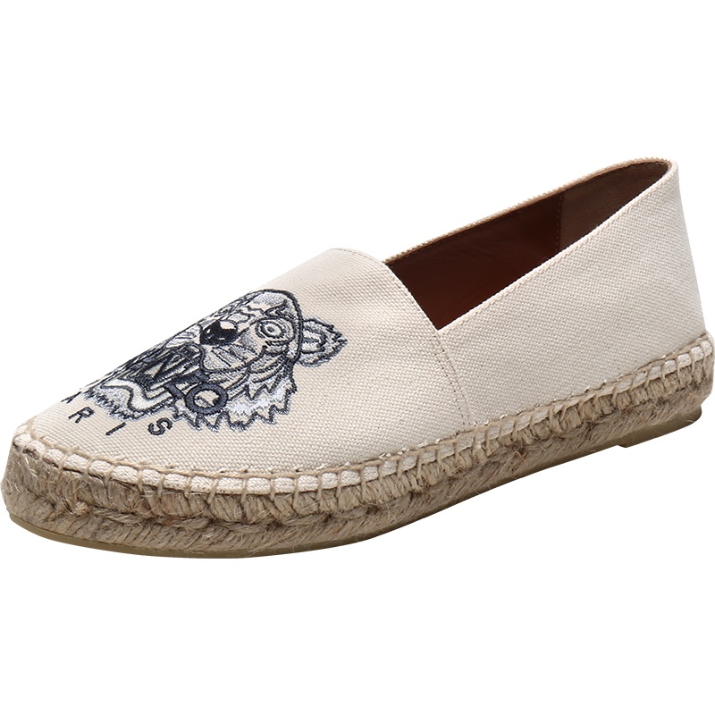 Kenzo 高田贤三 女士 虎头刺绣休闲鞋渔夫鞋麻编鞋 F96 2ES180 F70