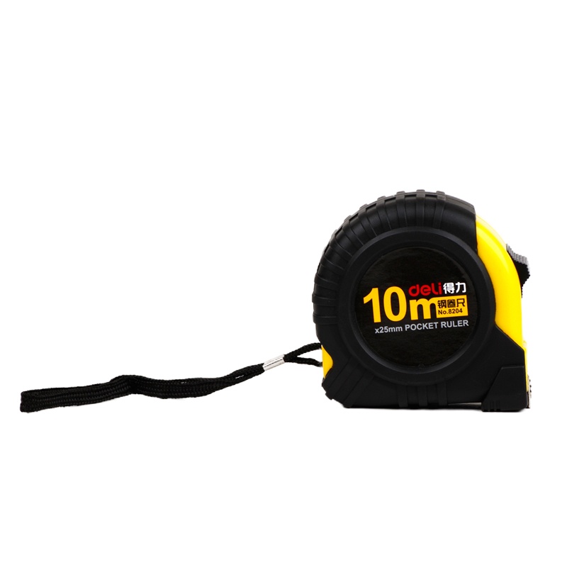得力 YC 8204钢卷尺10米便携卷尺 双面耐磨家用测量钢卷