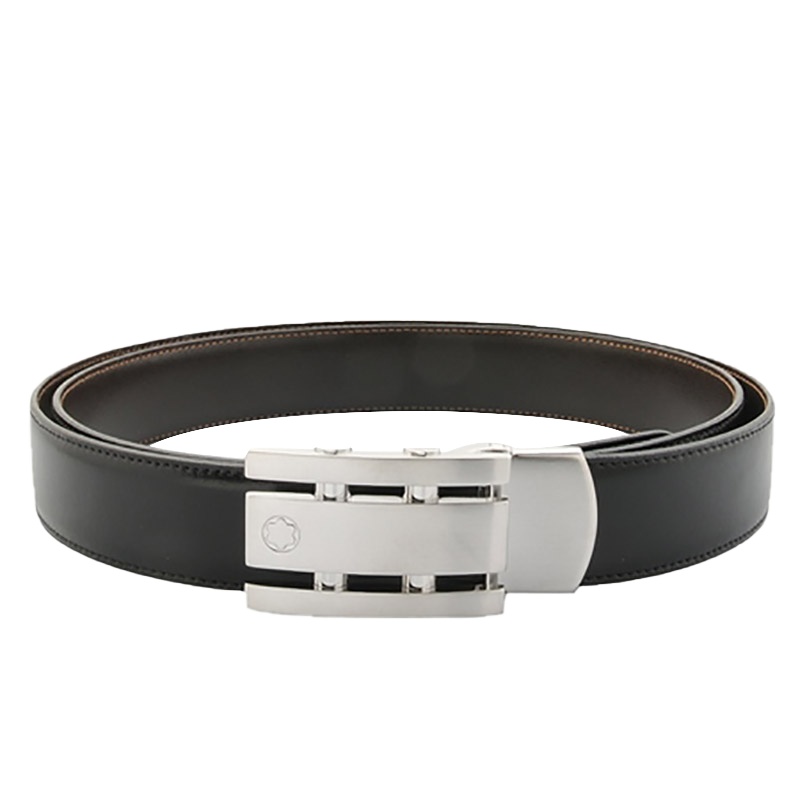 万宝龙(Mont Blanc) 男士当代系列矩形小牛皮平滑扣皮带/腰带 105084