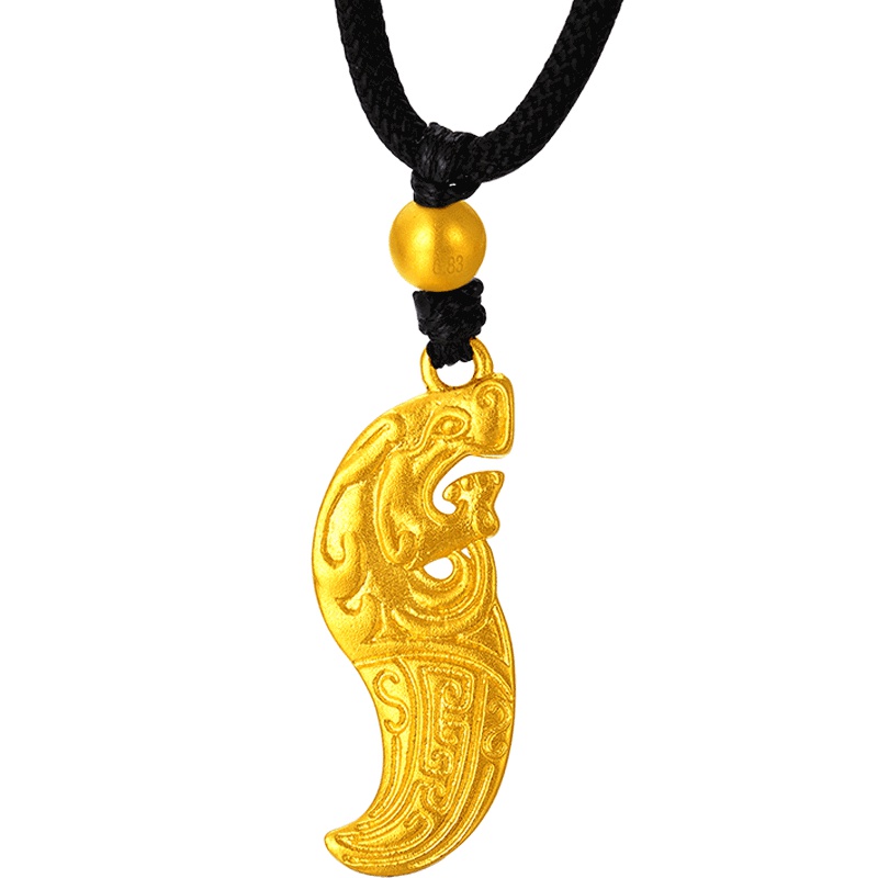 梦金园 黄金吊坠足金999吉祥神兽古法工艺挂坠 男女款