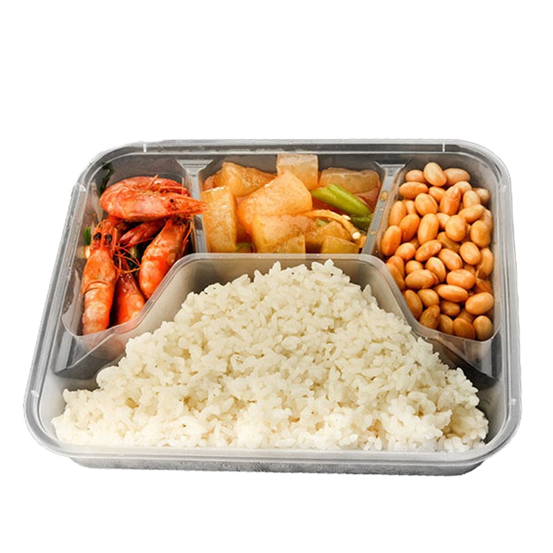 宝纯美式玖 一次性餐盒 透明打包盒 四格餐盒 150只/套