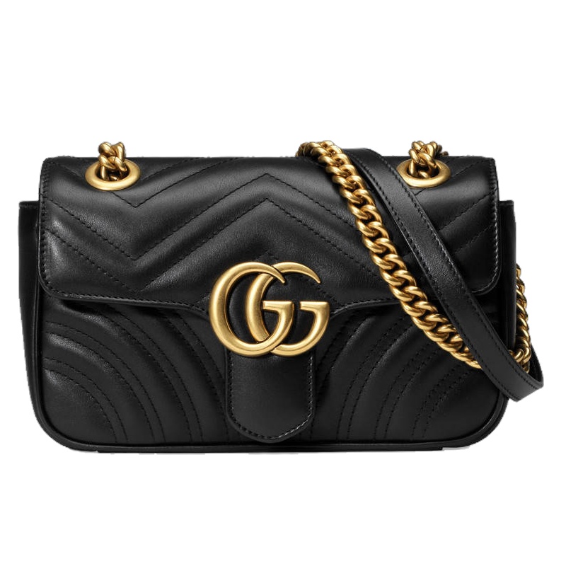 [直营]古驰(GUCCI) GG Marmont系列 波浪纹绗缝手袋 皮革包盖式翻盖单肩包 手提包 女包 软