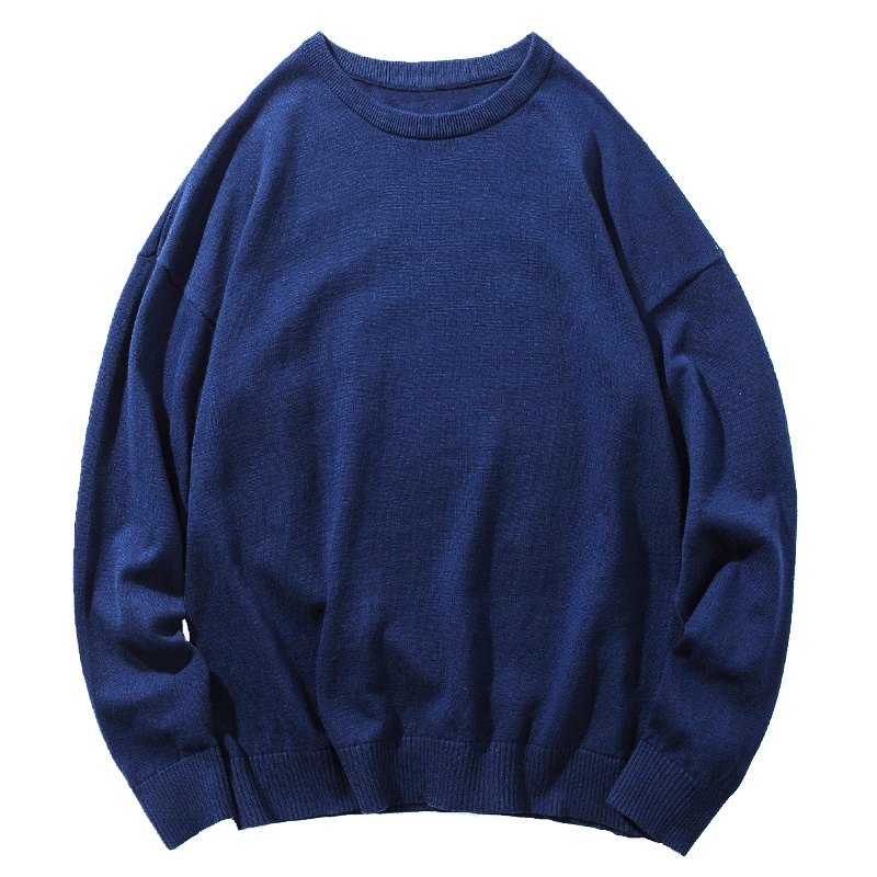 反季清仓 男士圆领毛衣套头宽松针织衫纯棉基础百搭上衣