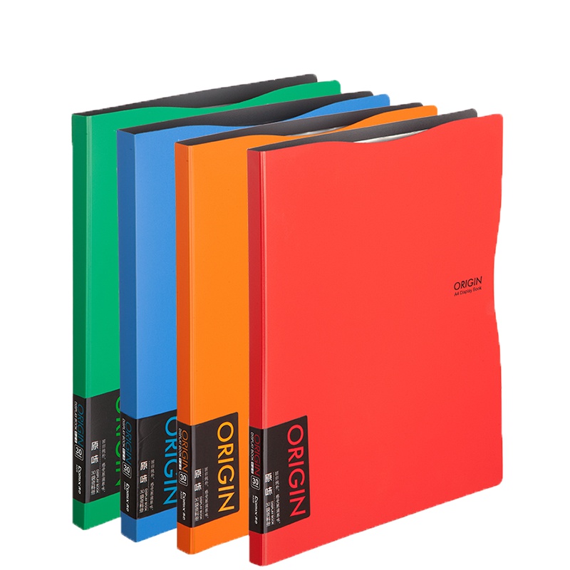 齐心 COMIX A511 原味资料册 A4 60袋 橙/红/蓝/绿(起订量不足8个不发货)