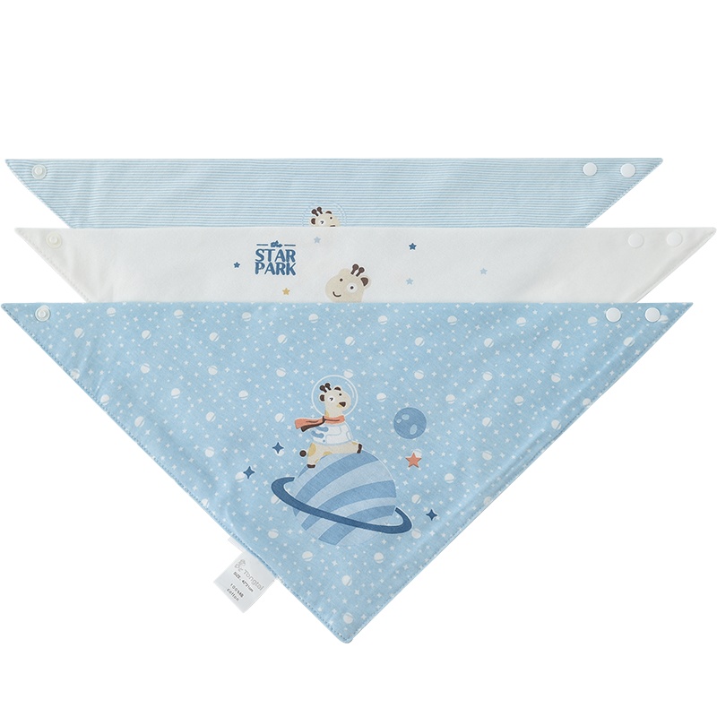 童泰(TONGTAI)2020款四季新生婴儿男女宝宝三角巾婴儿配饰口水巾3块装儿童口水巾