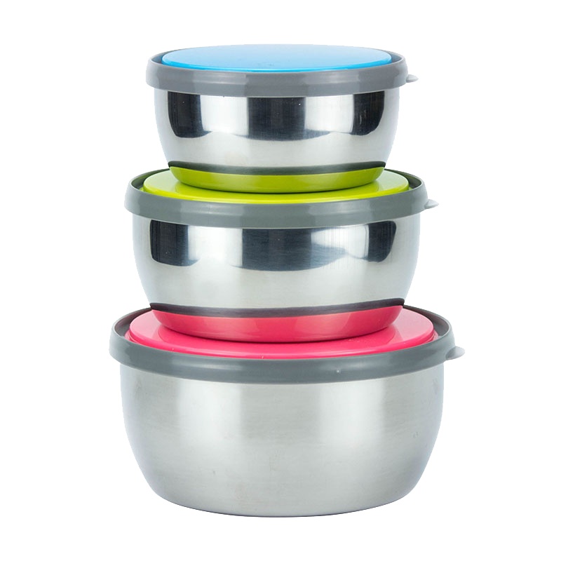 炫彩三件套不锈钢保鲜盒 TC-191 圆形 (套)