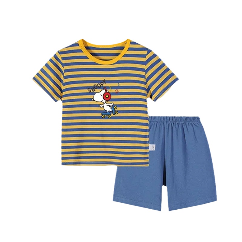 史努比春夏儿童短袖套装男童上衣短裤T恤夏装