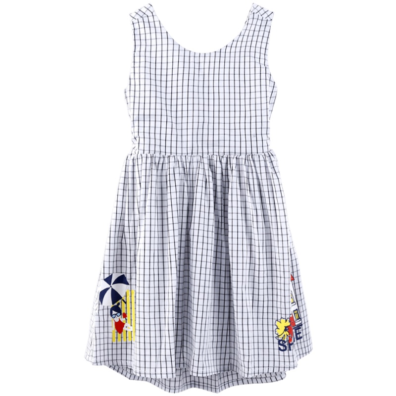 小红豆女童连衣裙2019夏新款宝宝背心裙小女孩格子裙纯棉洋气裙子
