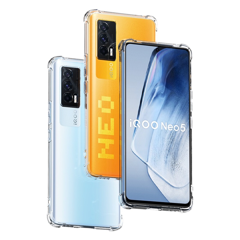 ESCASE iQOO Neo5手机保护套防摔全包/5G手机磨砂黑软壳超薄硅胶(有挂绳孔)气囊保护套 透明TPU